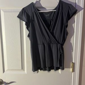 Open V-neck navy shirt
